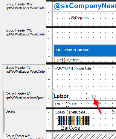 Transaction ID field indicated by red arrow. Right click anywhere in grey area listing report sections to open the Section Expert
