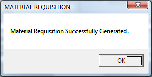 Successful Mat Req generation prompt
